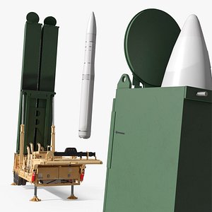 3D LRHW Weapon System Ready-to-Fire with Loaded Missiles model