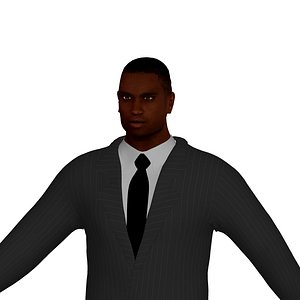 adult black man rigged character 3D model