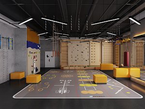3D Kids Fitness Gym Training Room Interior Scene