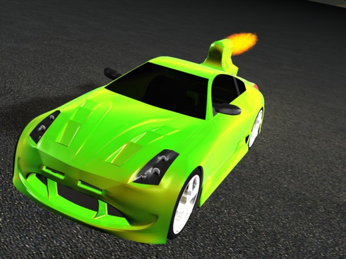 3d Model Cool Rocket Car Flames
