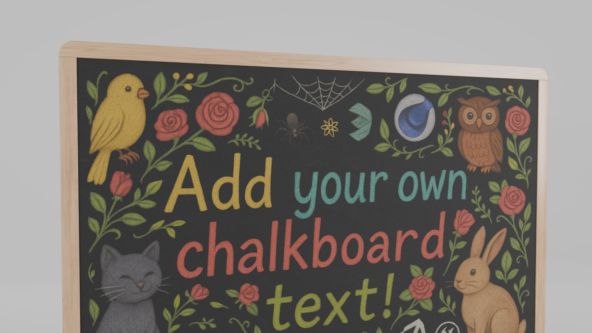 3D Customizable Wall-Mounted Blackboard - Rectangular Round Edge ...