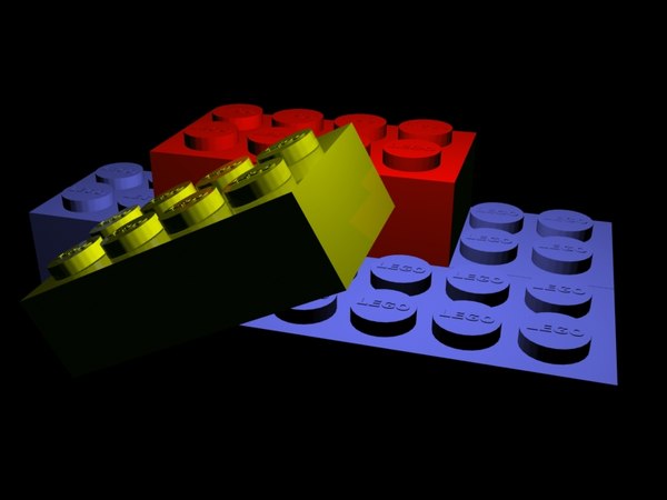 coloured lego blocks 3d model