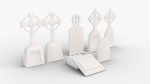 Tombstone Set Low Poly Game Asset