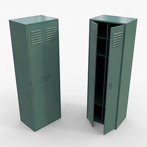 PBR School Gym Locker 09 - Green Light 3D model