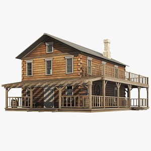 Detailed Western House Cottage 3D