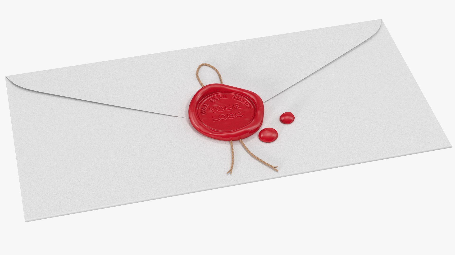 Paper Envelope with Red Wax Seal 3D model preview
