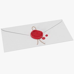 3D paper envelope red wax