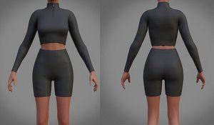 Biker shorts and turtleneck sweater set - 2 piece outfit