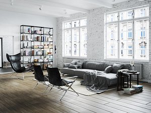 Living Room Interior Scene for Cinema 4D and Redshift