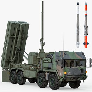 3D Rigged MEADS Air Defense System With PAC-3 MSE Interceptor Missile PBR model
