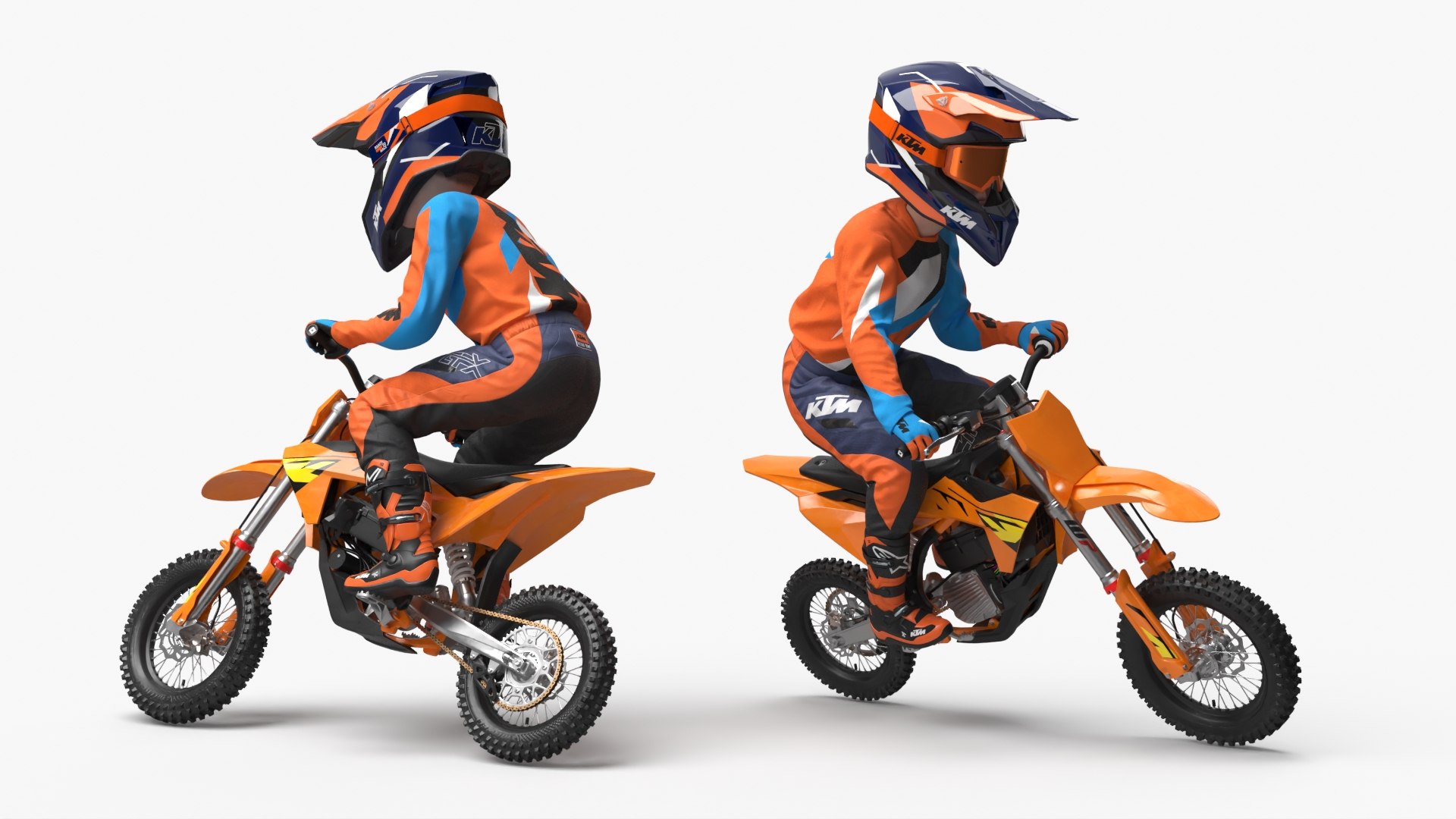 3D Model Mini Motocross Bike Child Rider Standing Pose - TurboSquid 2462950