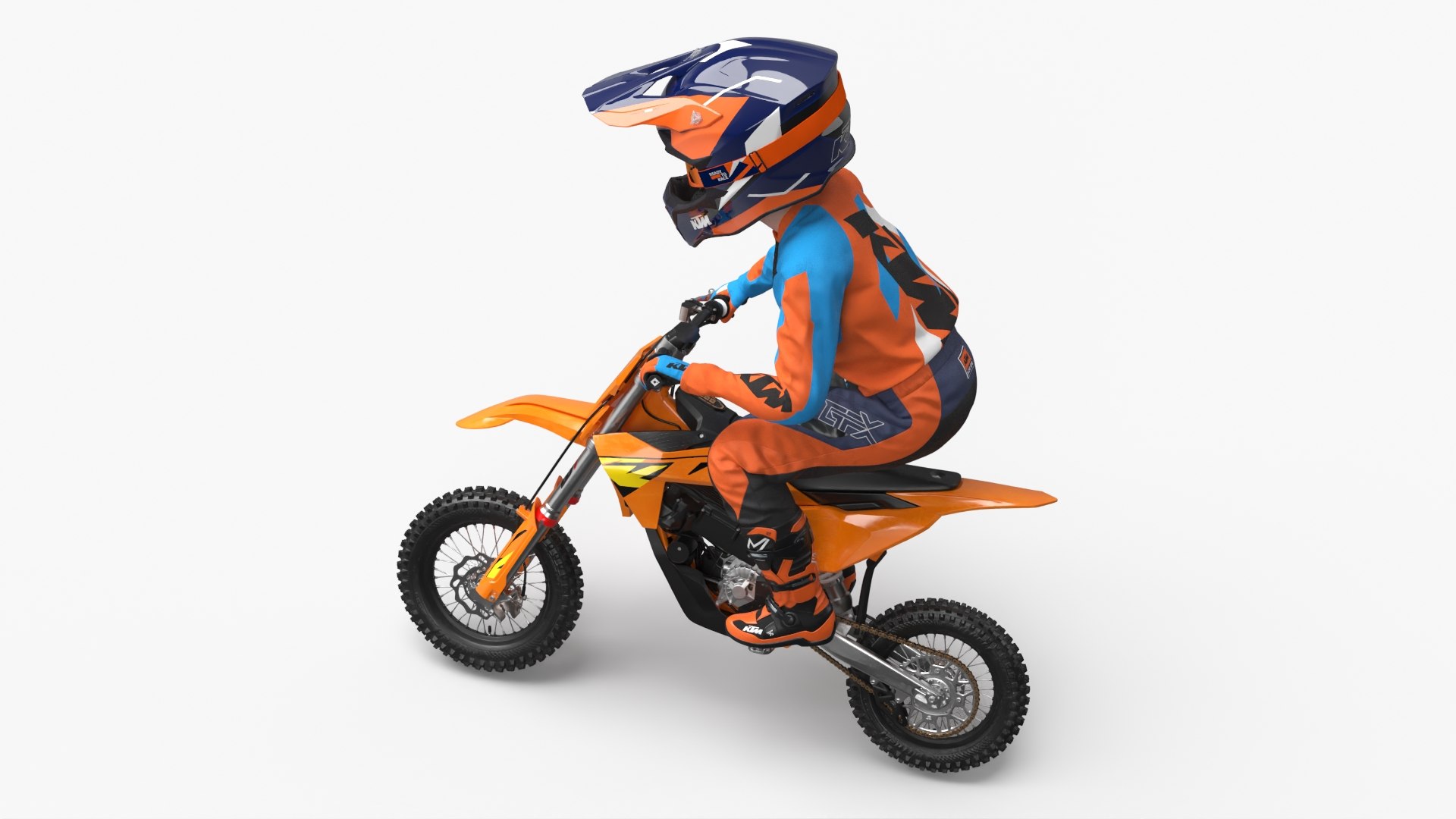 3D Model Mini Motocross Bike Child Rider Standing Pose - TurboSquid 2462950