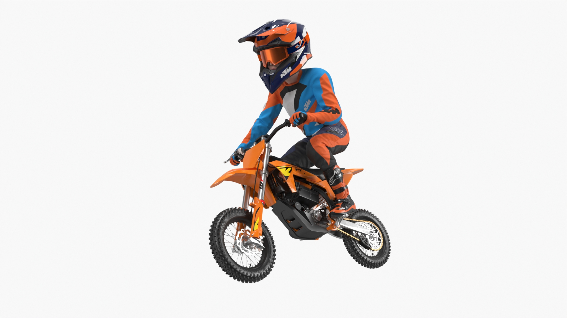 3D Model Mini Motocross Bike Child Rider Standing Pose - TurboSquid 2462950