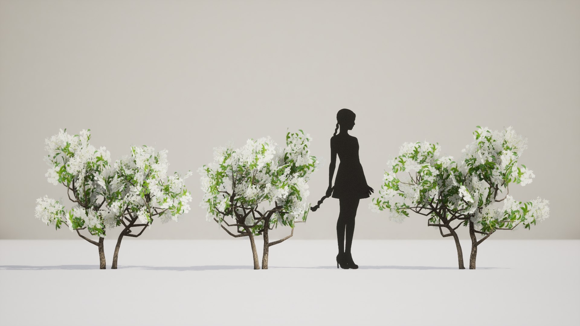 3D 5 Realistic Korean Fringe Tree Model II LOD II Game Ready Model