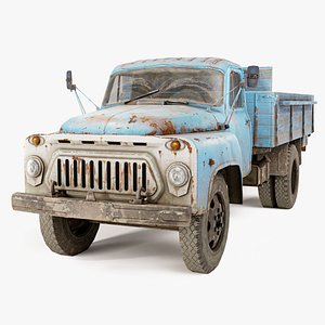 3D Post apocalypse trailer truck gaz 52 iv7 model