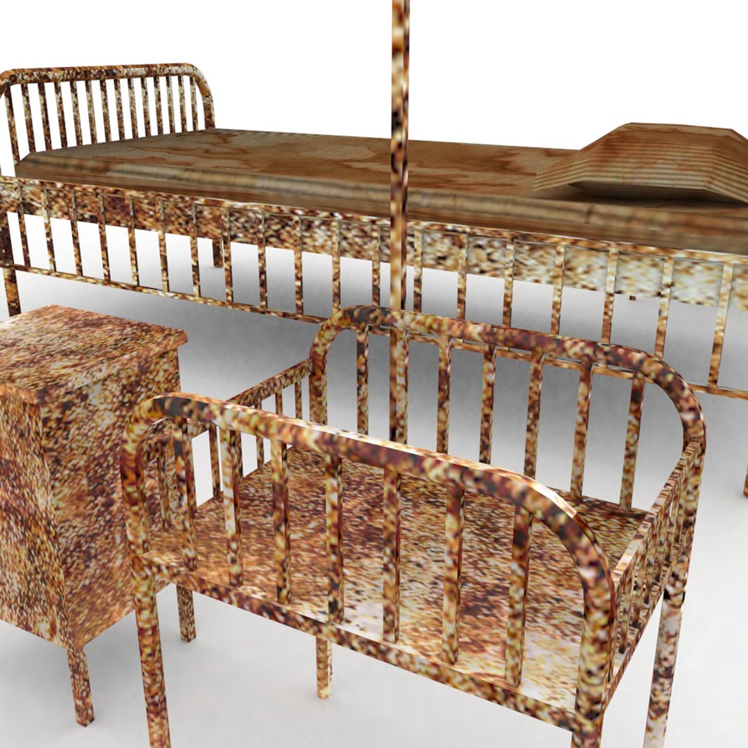 Rusty And Dirty Hospital Bed And Tables 3D Model - TurboSquid 2029230