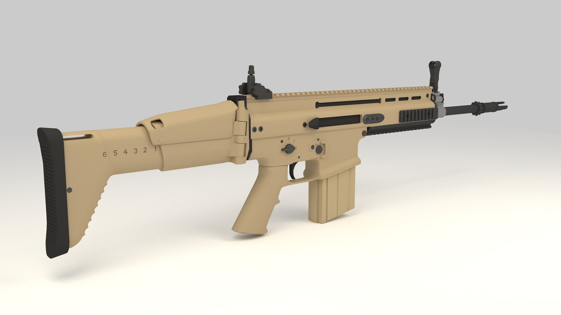 3d Model Fn Scar-h Assault Rifle