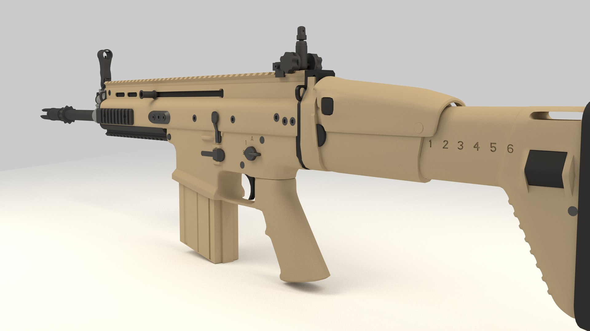 3d Model Fn Scar-h Assault Rifle