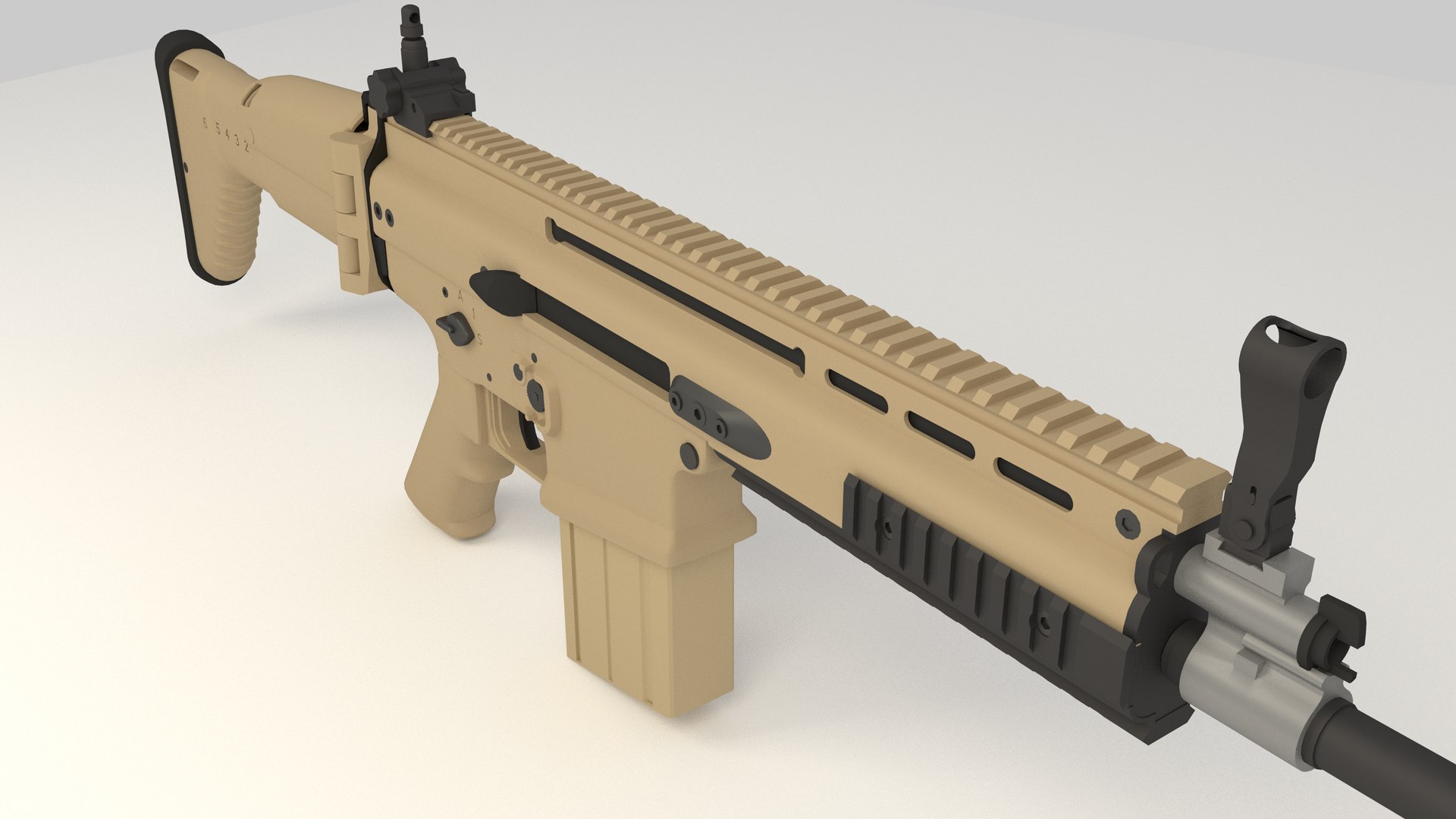 3d Model Fn Scar H Assault Rifle