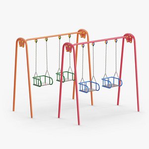 Metal Swing Outdoor 01 Red and Orange