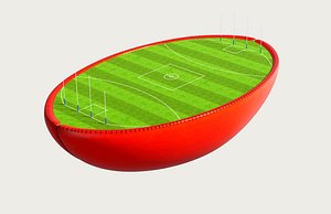 3D Australia Rules Half Ball And Footie Field model