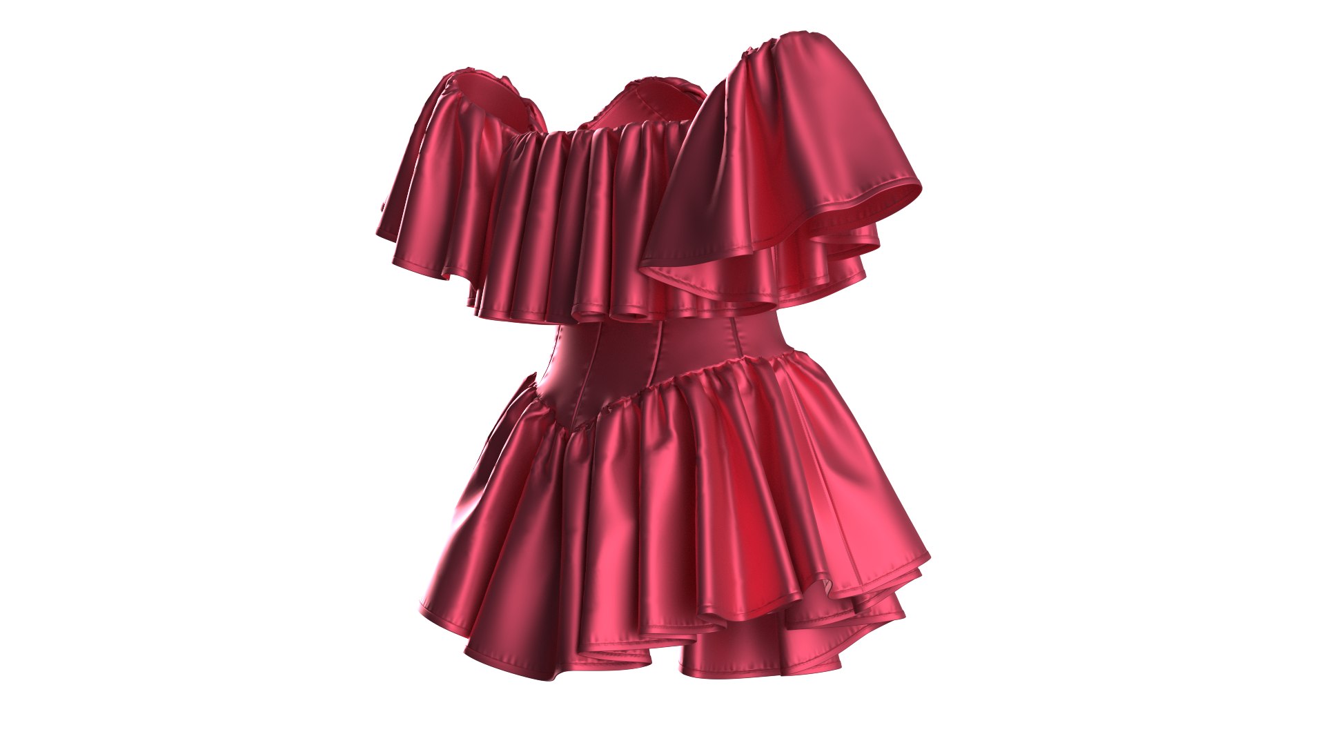 3D Womens - Short Ruffle Dress - TurboSquid 2346264