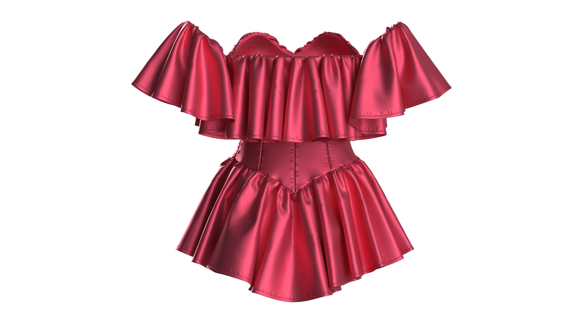 3D Womens - Short Ruffle Dress - TurboSquid 2346264