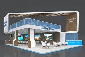 3D Exhibition Stand Booth Stall 12x16m Height 750cm 4 Side Open