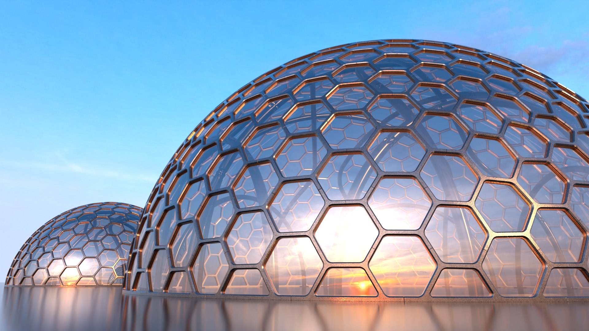 Sci-Fi Small Big Glass Hexagon Domes 3D Model - TurboSquid 2273216