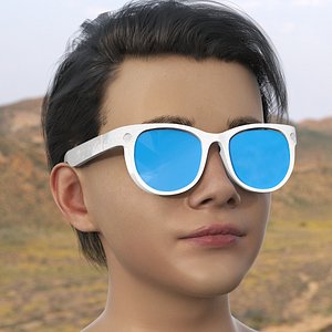 3D Smart AI Glasses Worn on Light-Skinned Asian Man model
