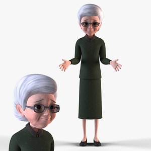 Cartoon Grandma Rigged - Blender