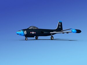 3d cockpit f2h banshee jet fighter