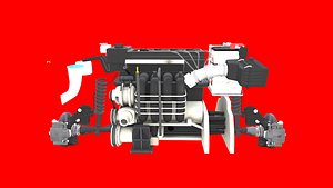 3D Car 4 Cylinder Engine
