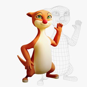 3D Cartoon Ferret Biped Rigged model