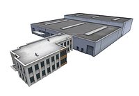 Western European Warehouse Building - Logistics Depot - Low Poly