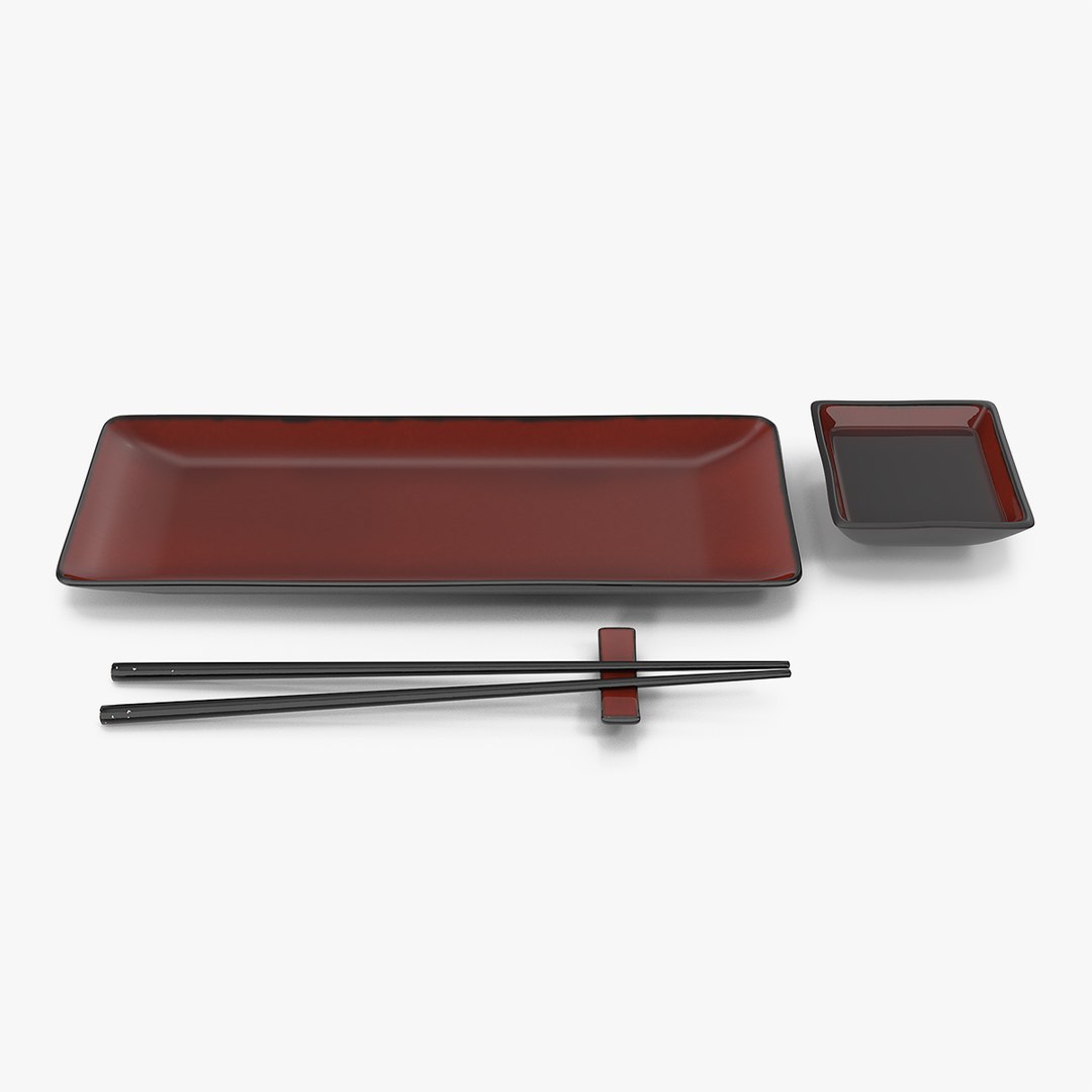 Sushi Plate Set 3D model preview