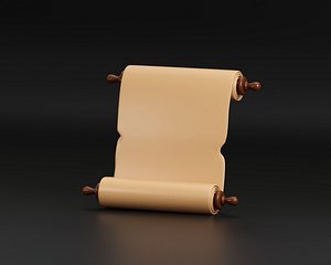 3D Scroll Parchment - Antique Paper Roll model