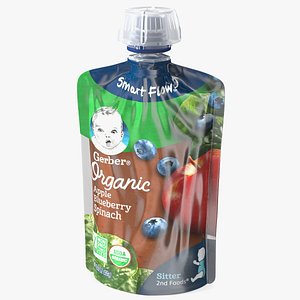 Gerber Baby Snack Pouch Apple Blueberry Spinach 3D model