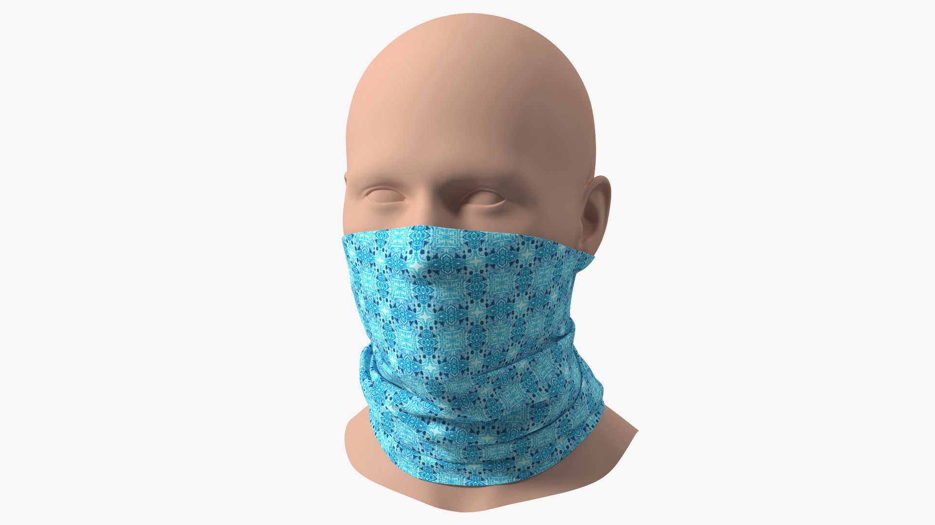 Breathable Half Face Neck Gaiter Blue 3D model preview