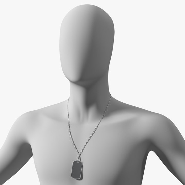 Blank Military Dog Tag Hanging 3D model