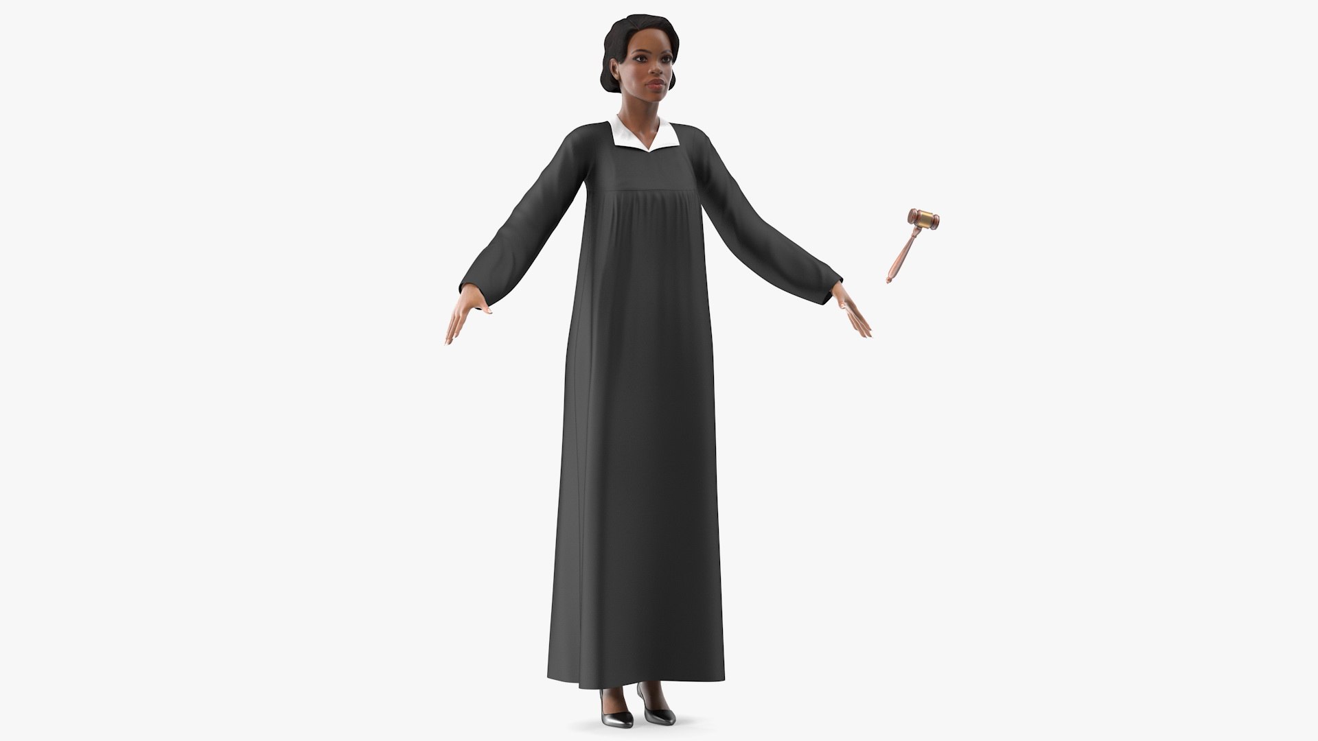 Light Skin Judge Woman T Pose 3D model preview