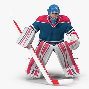 Hockey Goalkeeper Fully Equipped Rigged for Cinema 4D