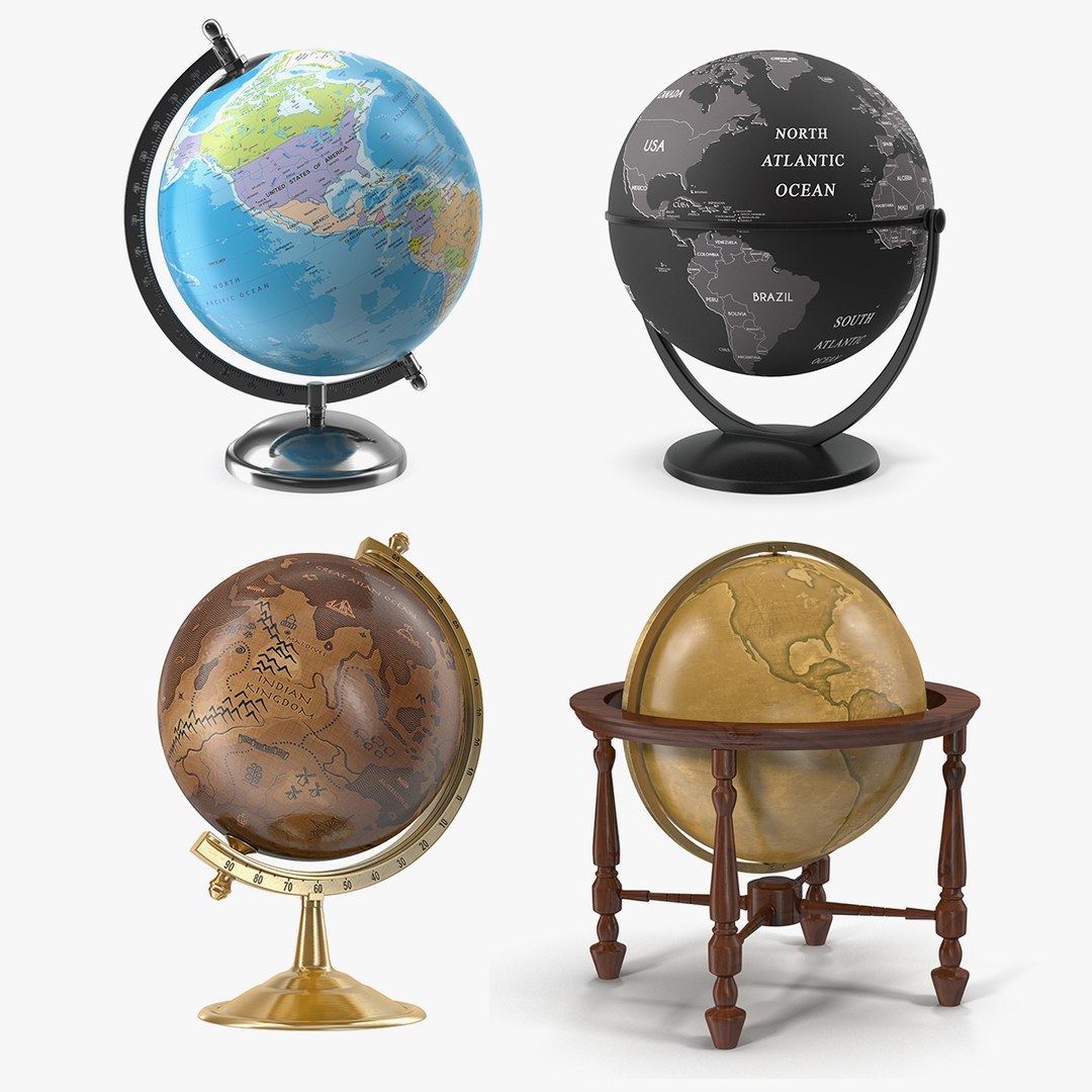 World Globes with Stand Collection 2 3D model preview