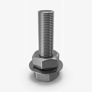 3D Bolt With Washer And Nut