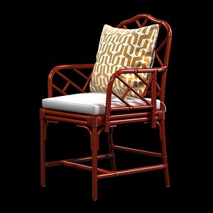 Ballard macau arm chair in deep coral