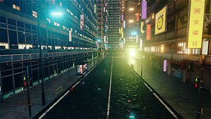 Nighttime Cyberpunk Cityscape