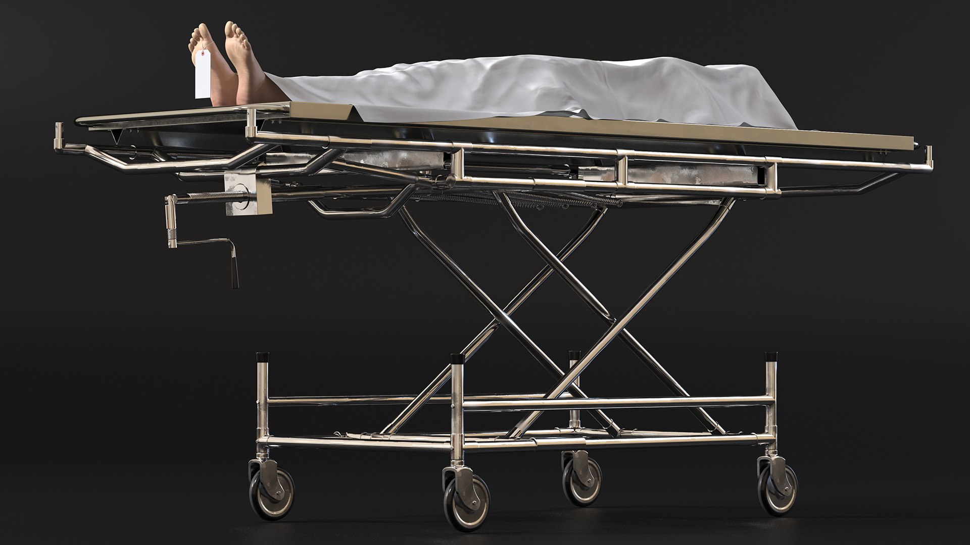 3D Morgue Gurney with Female Corpse and Tray - TurboSquid 2015824