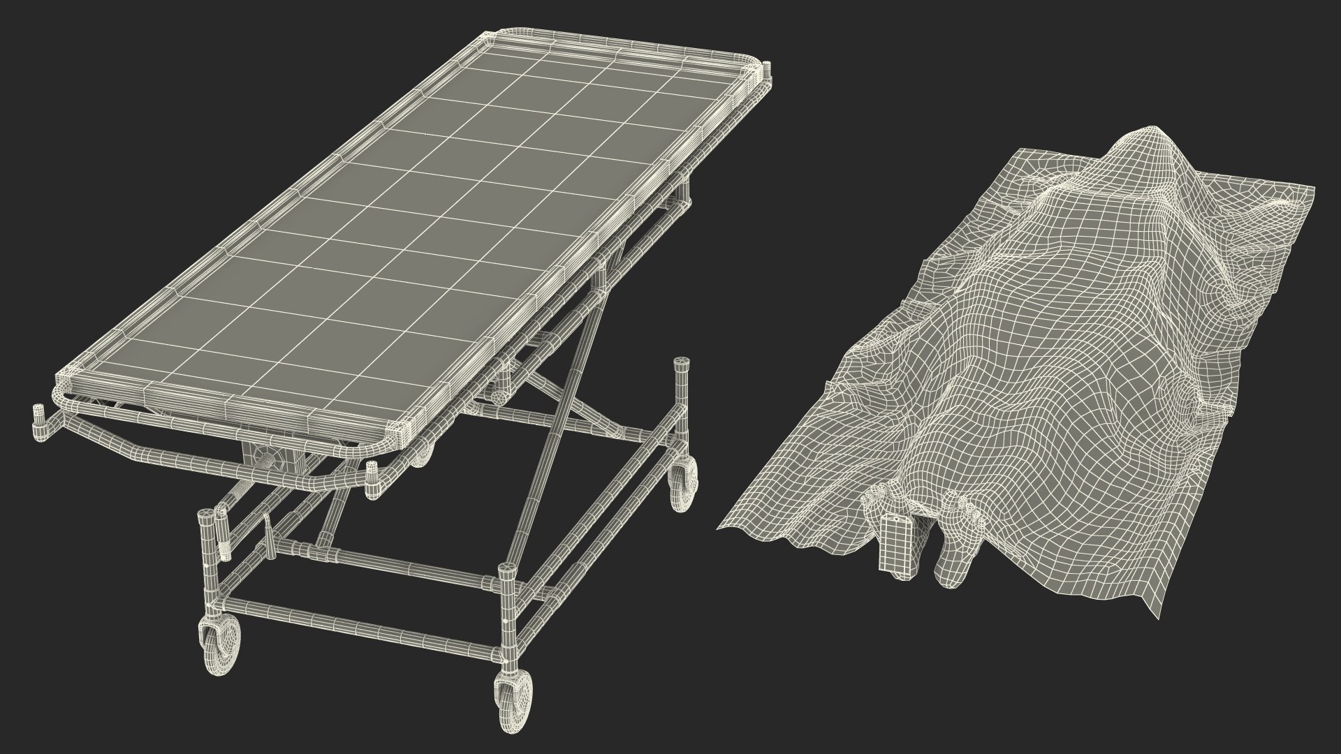 3D Morgue Gurney with Female Corpse and Tray - TurboSquid 2015824