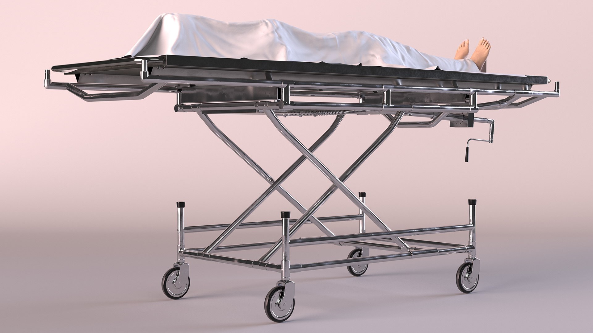 3D Morgue Gurney with Female Corpse and Tray - TurboSquid 2015824