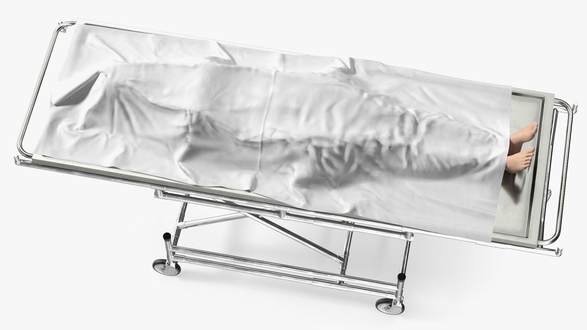 3D Morgue Gurney with Female Corpse and Tray - TurboSquid 2015824